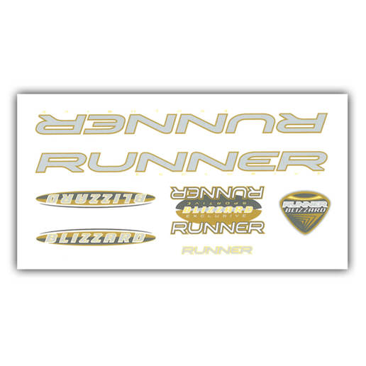 092075 MERKLOOS Fiets frame stickerset Runner Blizzard geel 140 x 260 mm