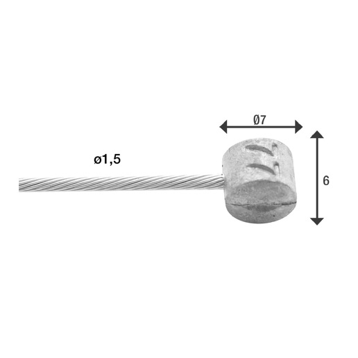 74.6427RVS-BOX ELVEDES Rem binnenkabel RVS 2250 mm ø 1,5 mm 100 stuks 1 × 19 ø 1,5 x 2250 / ø 7 × 6 mm