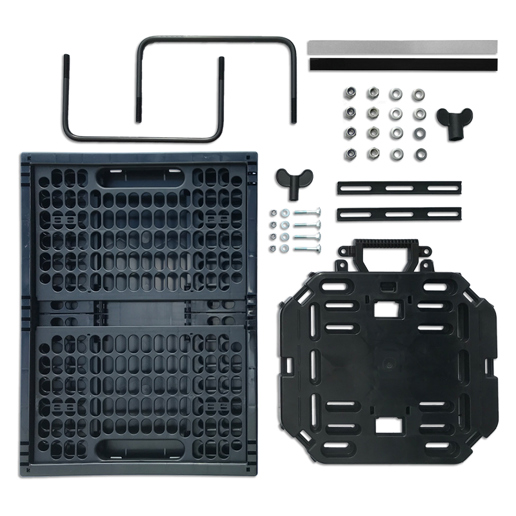 610775.BLA PLATES 4 BIKES Travel Set: Folding crate + Multi-Plate + Pannier brackets 47 x 34.5 x 25.5 cm
