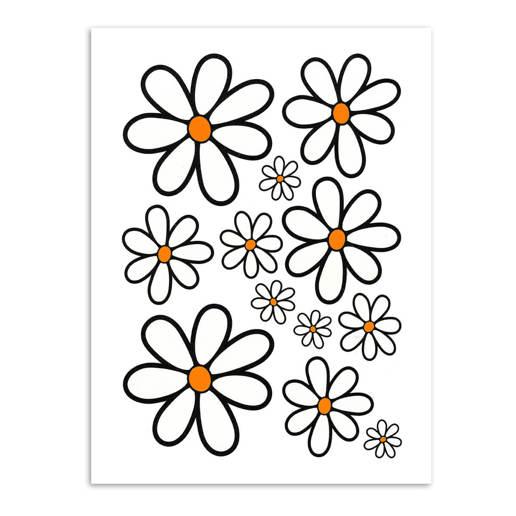 980710 MERKLOOS Stickerset gewone margriet L 340 x 240 mm