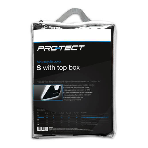 447950.TB PRO-TECT Housse moto / Housse scooter + boîtier supérieur (S) 205 x 85 x 135 cm