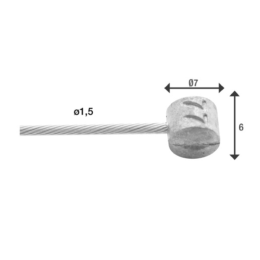 74.6427RVS-3M-BOX ELVEDES Rem binnenkabel RVS 3000 mm ø 1,5 mm 50 stuks 1 × 19 ø 1,5 x 3000 / ø 7 × 6 mm