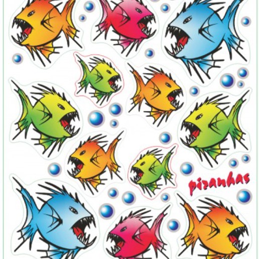 91.00998 MERKLOOS Stickerset piranha's 240 x 200 mm