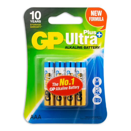 430906 GP Ultra Plus Alkaline AAA-batterijen 4PK