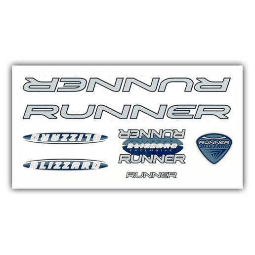 092077 MERKLOOS Fiets frame stickerset Runner Blizzard blauw 140 x 260 mm